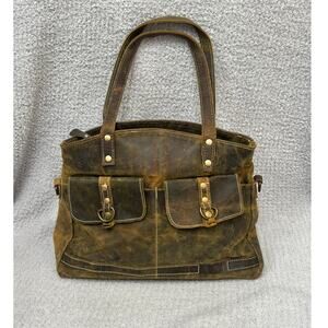 Myra Bag Brown Distressed Leather Shoulder Bag Purse #69325